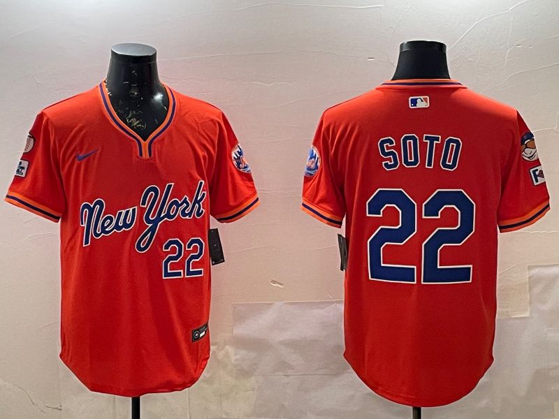 Men New York Mets #22 Soto Orange Throwback Game Nike 2025 MLB Jersey style 2->new york mets->MLB Jersey